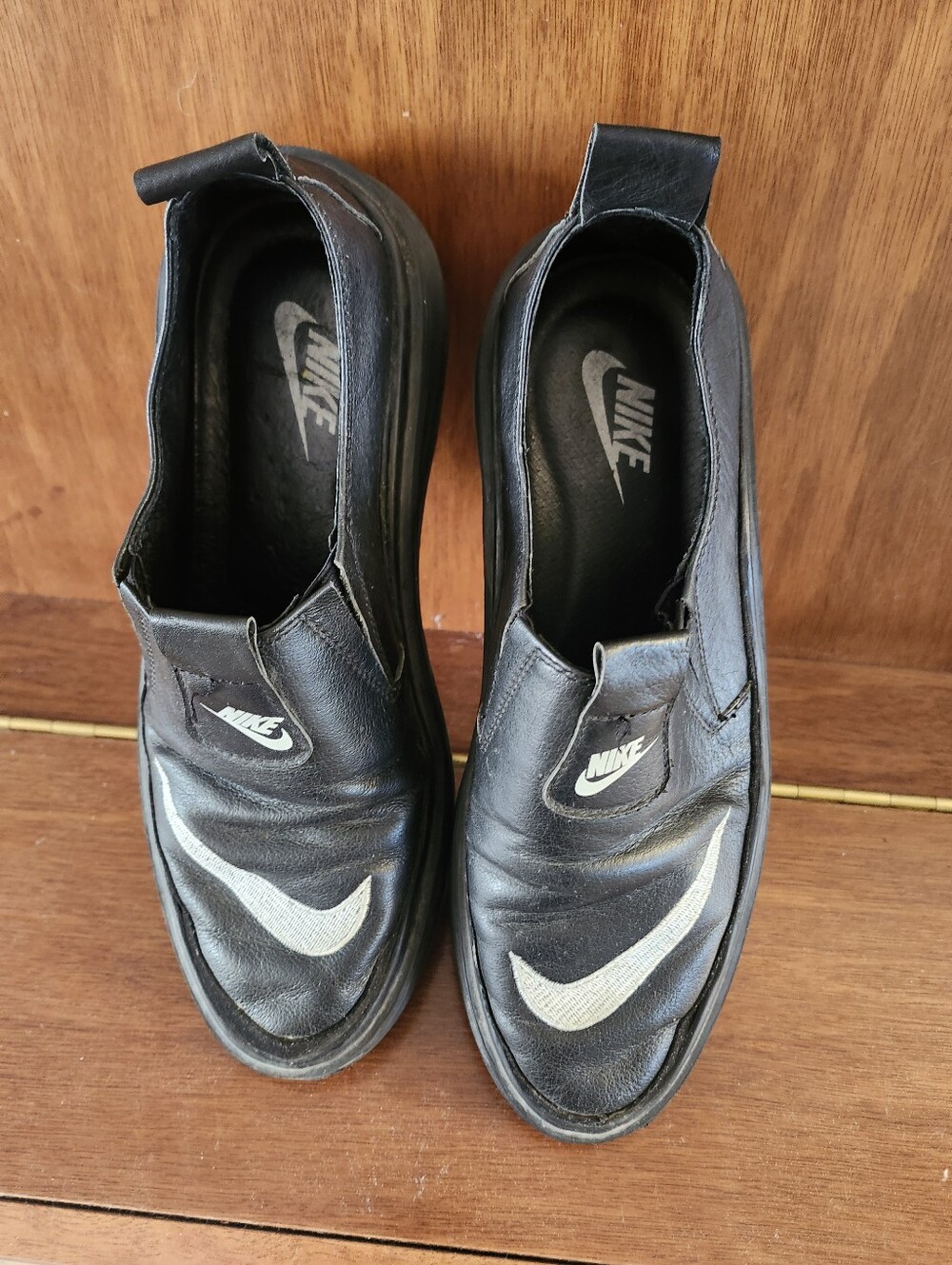 Nike Women's Black Slip-On Leather Shoes- Size 40